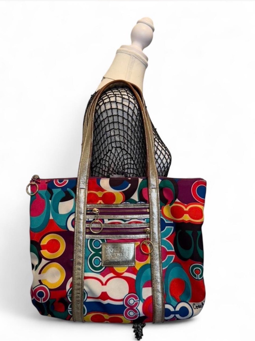RARE VINTAGE COACH POPPY C Glam multicoloured tote bag